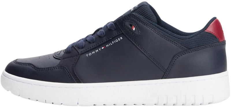 Tommy Hilfiger Men’s Leather Basketball Trainers, Blue (Desert Sky), 6.5