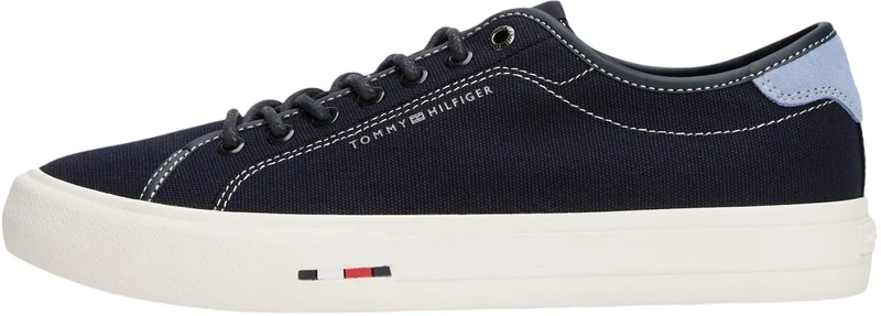 Tommy Hilfiger Men’s Street Canvas Vulcanised Trainers with Logo, Blue (Desert Sky), 7