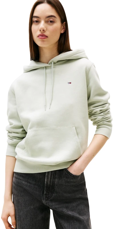 Tommy Jeans Women’s Regular Fit Flag Hoodie, Green (Misty Sage), XS