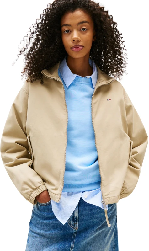 Tommy Jeans Womens Tjw Reg Zip Cotton Ext Dw0dw20526 Other Jackets, Khaki (Silt), XS UK - Image 1
