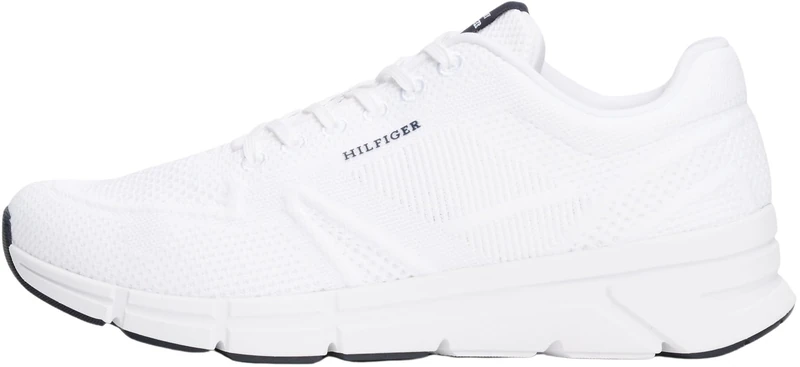 Tommy Hilfiger Men’s Modern Comfort Knit Runner Trainers with Logo, White (White), 6.5