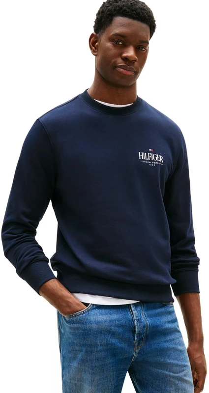 Tommy Hilfiger Men’s Regular Fit Stacked Sweatshirt, Blue (Desert Sky), XL