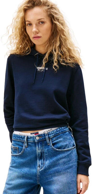 Tommy Jeans Women's Tjw Reg Ess Logo 2 Hoodie Ext Dw0Dw20943 Pullover, Blue (Dark Night Navy), XXS