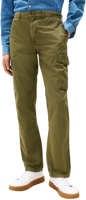 Tommy Hilfiger Men’s Denton Twill Cargo Trousers with Pockets, Green (Dark Greenery), 32W/30L