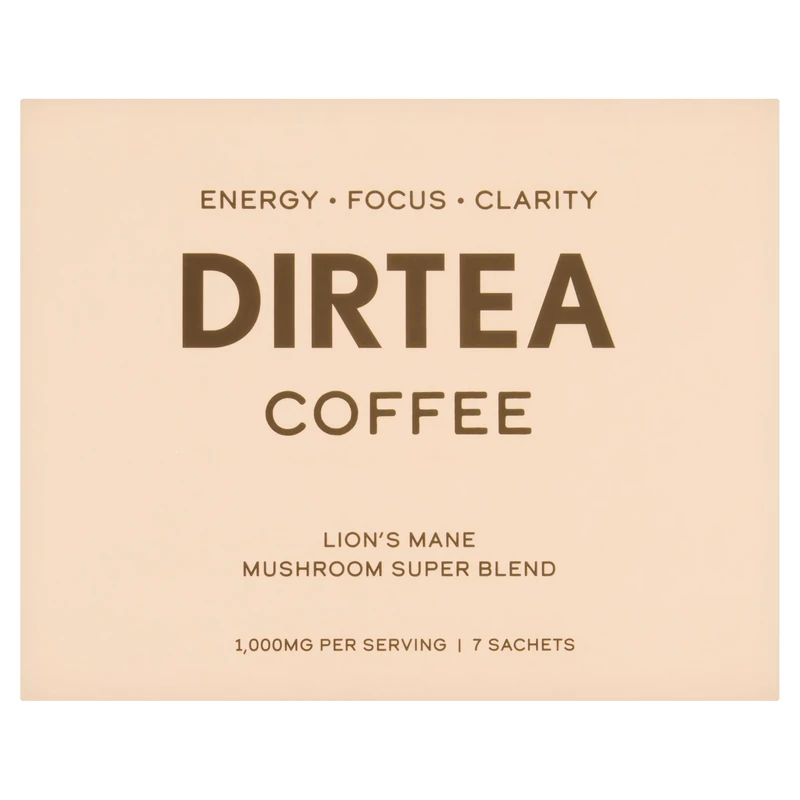 DIRTEA Coffee Sachets (7 x 2.5g) - 1,000mg Organic Lion's Mane, Vitamin B Complex, Arabica Beans with B6, B12 & Folic Acid