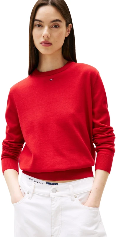 Tommy Jeans Womens Tjw Essential Crew Ext Dw0dw20159 Pullover Sweater, Red (Sapphire Red), 3XL Plus UK