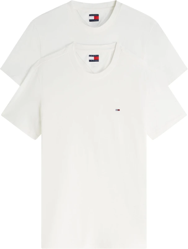 Tommy Jeans Mens TJM Xslim 2pack Jersey Tee Ext Dm0dm20687 S/S T-Shirt, Multi (Ecru/Ecru), 4XL Plus UK