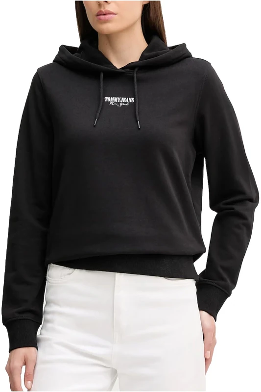 Tommy Jeans Women's Tjw Reg Ess Logo 2 Hoodie Ext Dw0Dw20943 Pullover, Black (Black), XL