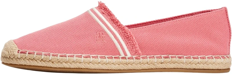 Tommy Hilfiger Women’s Fringe Canvas Closed Toe Espadrilles with Logo, Red (Washed Cherry), 7.5 - Image 1