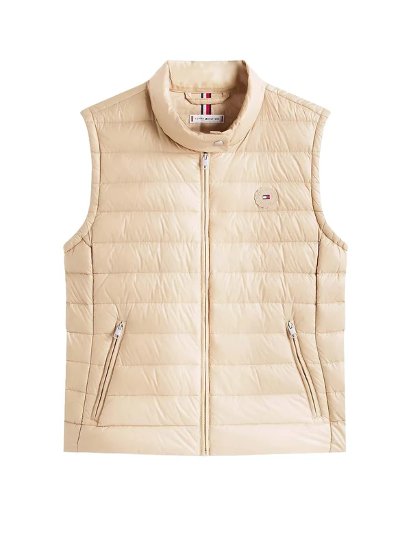 Tommy Hilfiger Women’s Mock Collar Gilet, Beige (Beige), XS