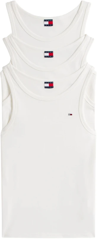 Tommy Jeans Men's TJM XSLIM 3 Pack Flag Tank EXT DM0DM21782 Other T-Shirts, Multi (Ecru/Ecru/Ecru), M