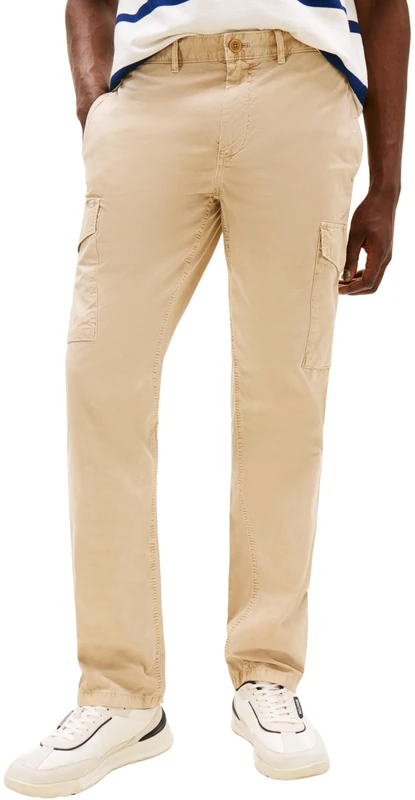 Tommy Hilfiger Men’s Denton Twill Cargo Trousers with Pockets, Beige (Sandalwood), 32W/32L