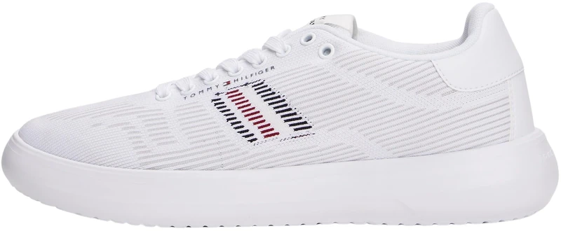 Tommy Hilfiger Men’s Modern Knit Cupsole Trainers with Logo Print, White (White), 10.5