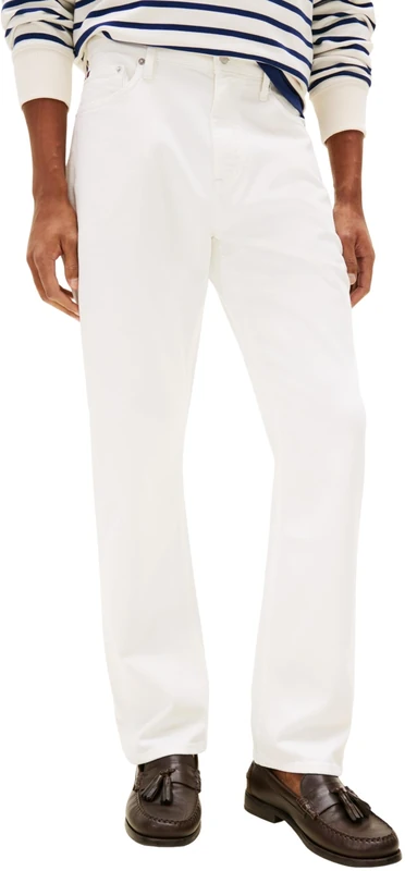 Tommy Hilfiger Men's Regular Fit Mercer Mid Rise Jeans, White (Off White), 34W/35L