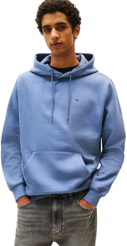 TOMMY JEANS Men’s Regular Fit Flag Fleece Hoodie, Blue (Blue Moment), XS