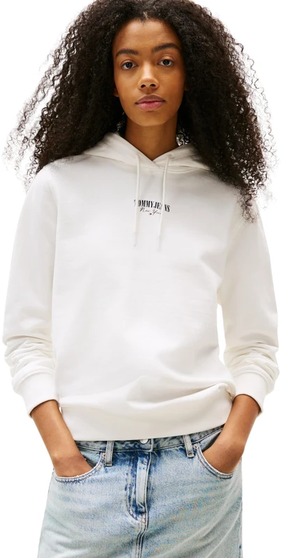 Tommy Jeans Women's Tjw Reg Ess Logo 2 Hoodie Ext Dw0Dw20943 Pullover, White (Ecru), M