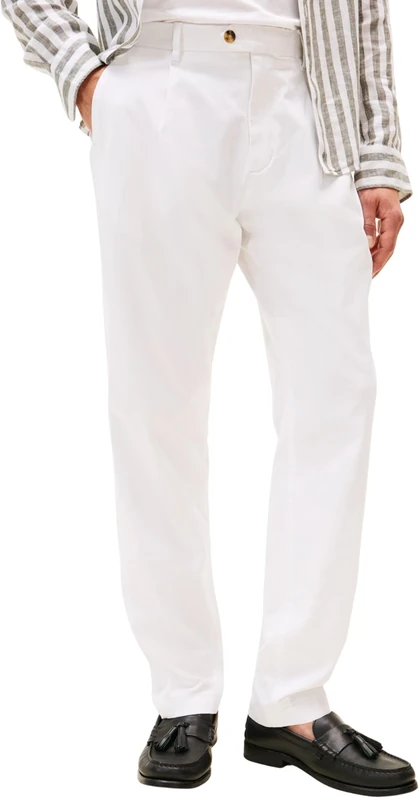Tommy Hilfiger Men’s Harlem Satin Relaxed Fit Chinos, White (Th Optic White), 36W/32L