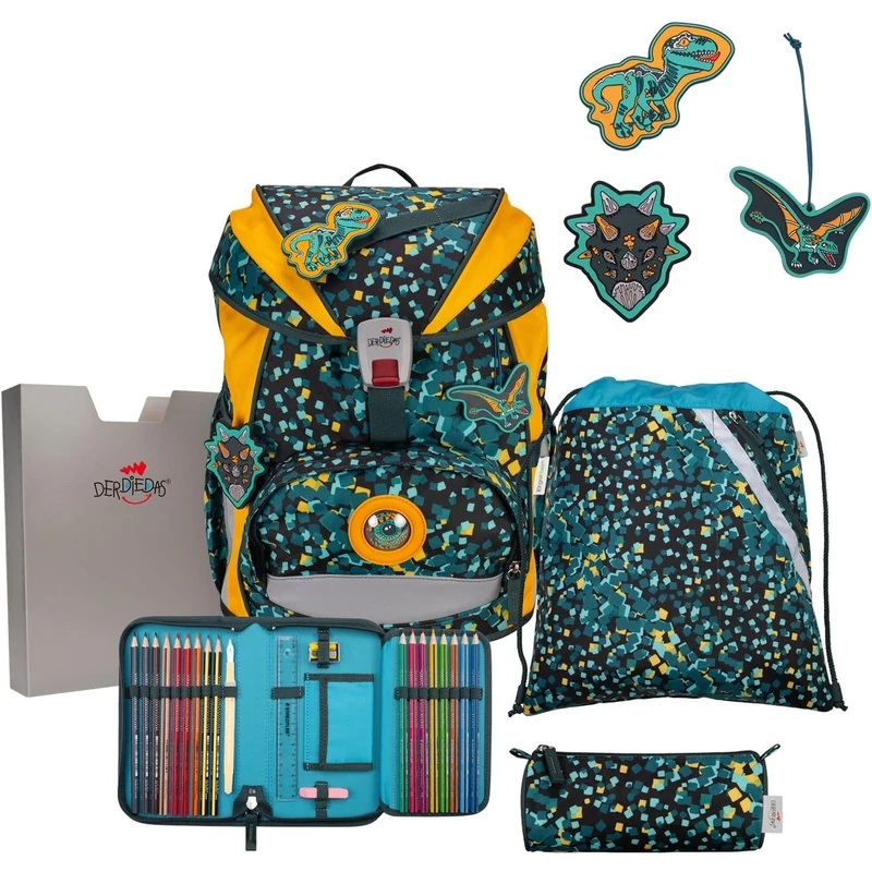 DerDieDas ErgoFlex Dino Time School Bag Set 5-Piece, Dino Time, ErgoFlex Set