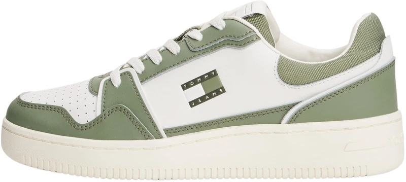 Tommy Jeans Men's TJM Retro Basket Em0Em01610 Low Top, White (Ecru/Aruba Green), 7 UK