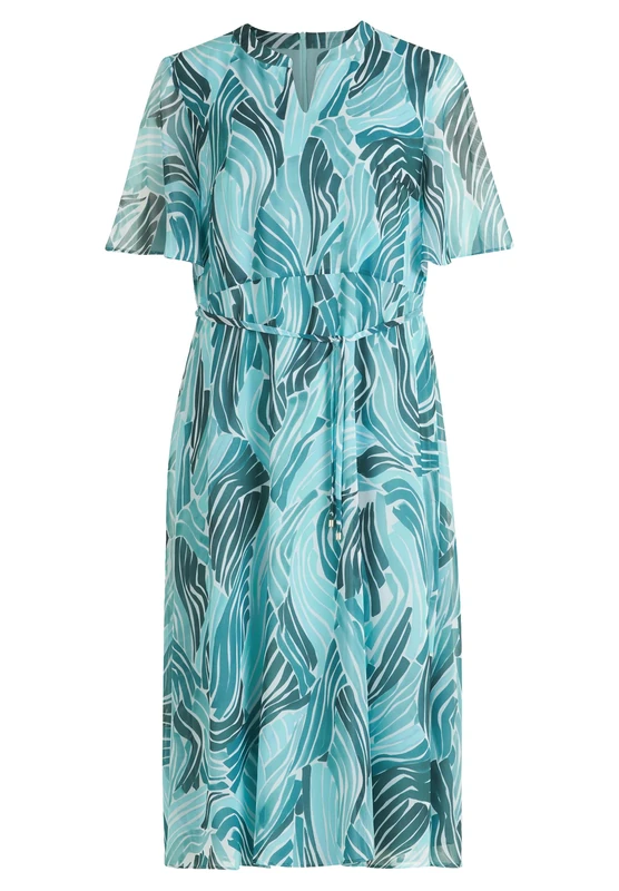 Betty & Co Women's Cap Sleeve Chiffon Dress, Petrol/Mint, 12