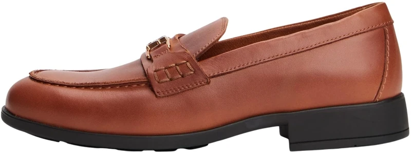 Tommy Hilfiger Women’s Logo Leather Loafers, Brown (Cinnamon Bark), 4
