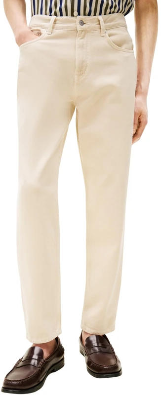 Tommy Hilfiger Men's Tapered Harlem Mid Rise Jeans, Off-White (Soft Cream), 34W/36L