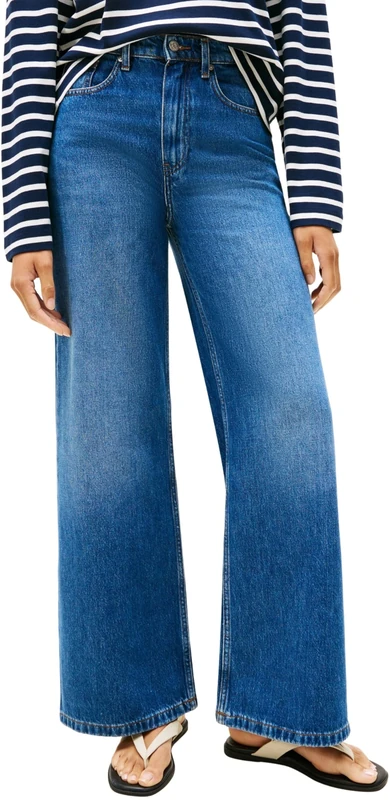 Tommy Hilfiger Women's Flo High Waist Wide Leg Jeans, Blue (Flo), 30W/28L