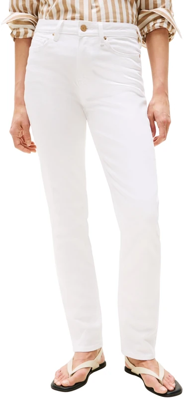 Tommy Hilfiger Women's White Slim Fit Mid Rise Jeans, White (White), 30W/29L