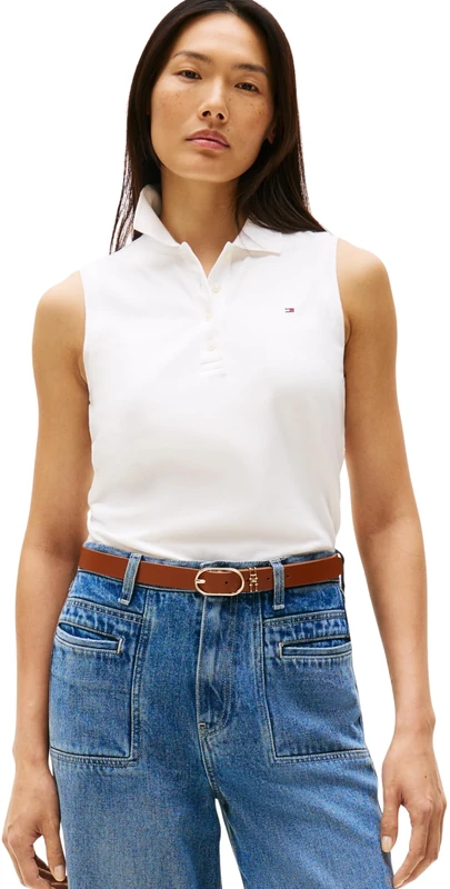 Tommy Hilfiger Women’s 1985 Short Sleeve Slim Fit Polo Shirt, White (Ecru), XL