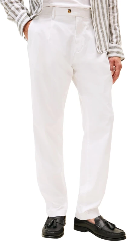 Tommy Hilfiger Men’s Harlem Satin Relaxed Fit Chinos, White (Th Optic White), 36W/36L