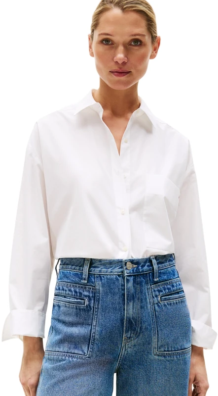 Tommy Hilfiger Women's New Easy Oversized Poplin Shirt - White