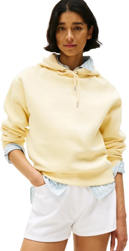 Tommy Hilfiger Women’s Logo Hoodie, Yellow (Frozen Custard), XXS