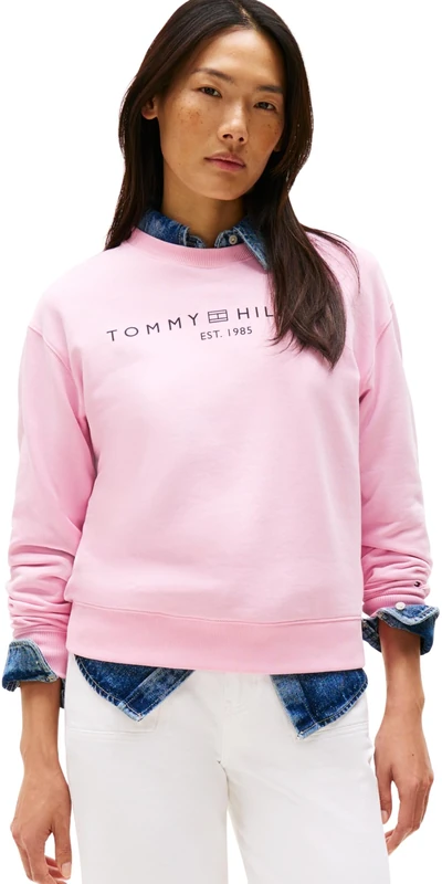 Tommy Hilfiger Women’s Sweatshirt without Hood, Pink (Classic Pink), XXS