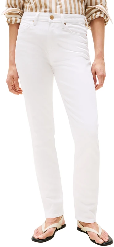 Tommy Hilfiger Women's White Slim Fit Mid Rise Jeans, White (White), 30W/28L
