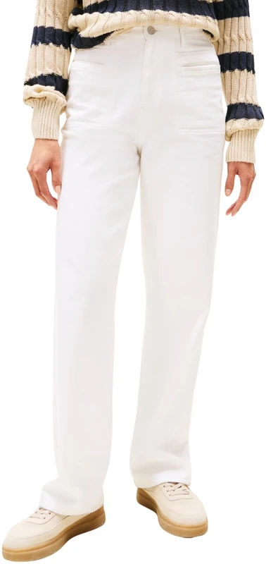 Tommy Hilfiger Women's White Relaxed Straight Fit High Rise Jeans, White (White), 30W/25L