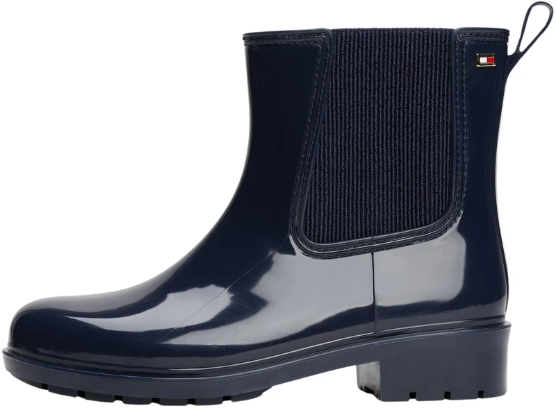 Tommy Hilfiger Women’s Hardware Glossy Rainboots, Blue (Space Blue), 5