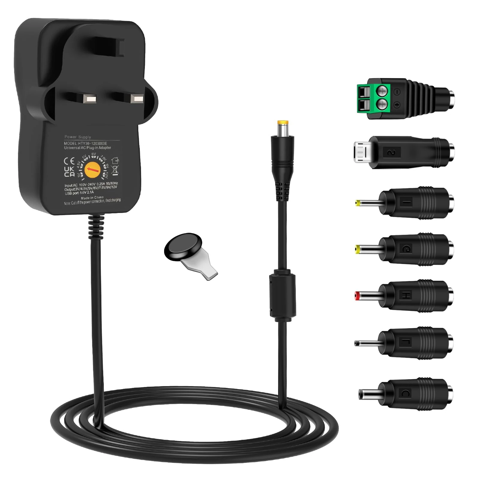 40W Universal Power Supply,Etopgo AC to DC Power Supply Multi Voltage 3V 4.5V 5V 6V 7.5V 9V 12V 2A With 7 Tips For Electronic Devices LED Strip Lights CCTV Camera TV-Box Speakers Router Tablet