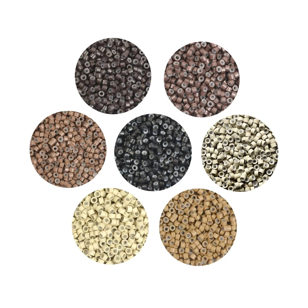 200pcs Micro Rings Silicone Lined 4.0mm Micro Rings Links Beads for Hair Extensions (Dark Blonde)