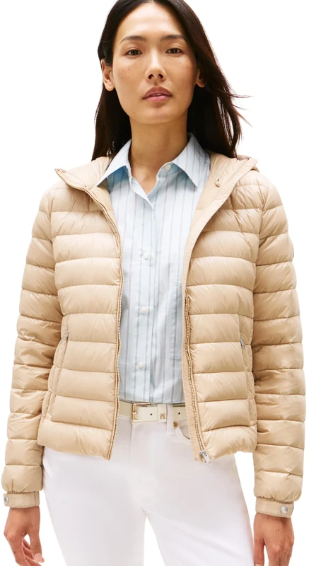 Tommy Hilfiger Women's UL DOWN REG HOODED JACKET WW0WW46788 Puffer Jacket, Beige (Beige), XXS