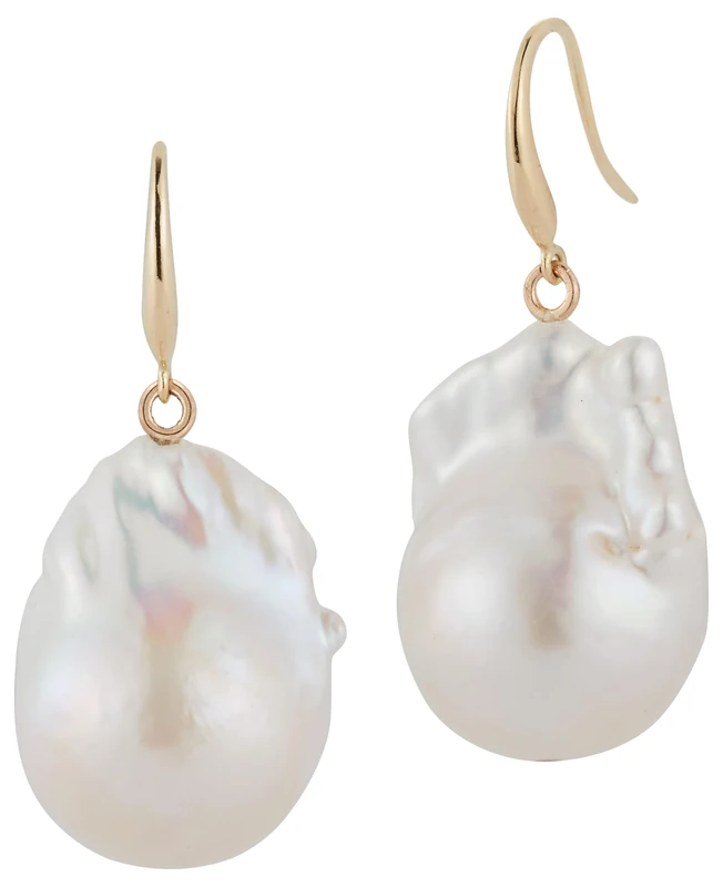 Mateo New York, 14K Gold Baroque Pearl Drop Earrings, OS
