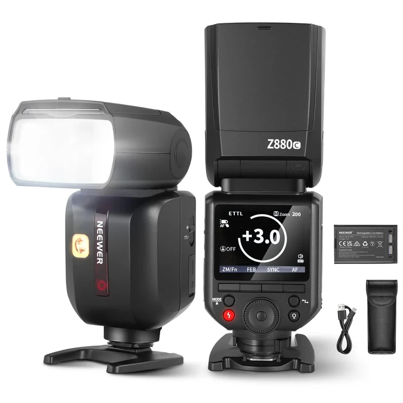 Neewer Z880-C 2.4G 76Ws TTL Camera Flash Speedlite Compatible with Canon, Upgraded UI, Adjustable Modeling Lamp, TTL/M Quick Switch TCM Key, 1/8000s HSS 7.2V/3000mAh Battery 600 Full Power Flash