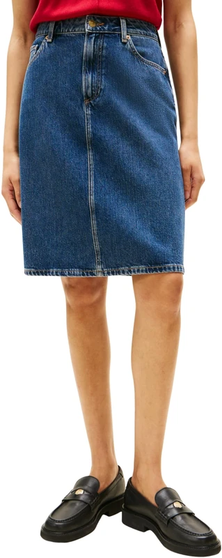Tommy Hilfiger Women’s Straight Knee Length Dee Denim Skirt, Blue (Dee), 4