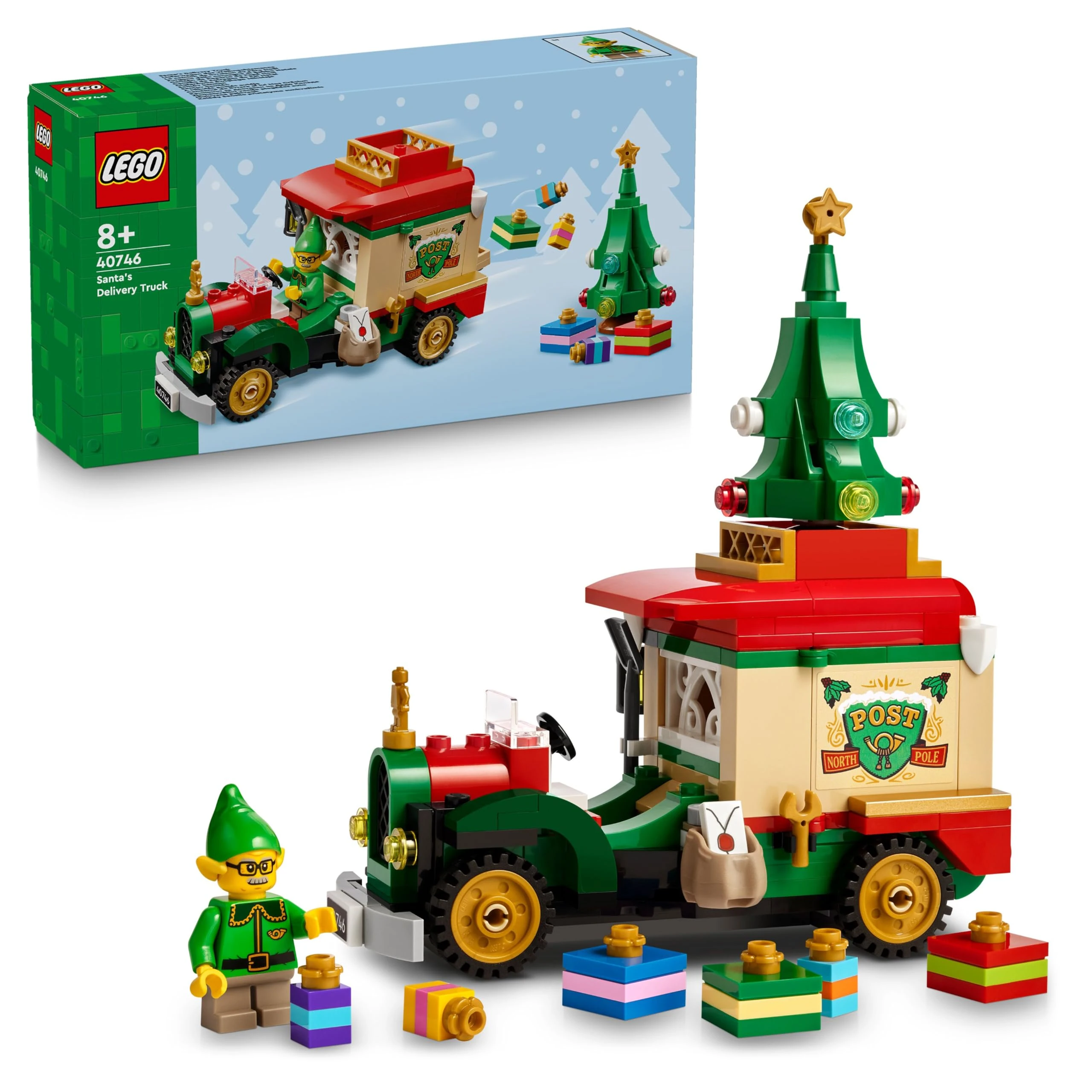 LEGO Santa's Delivery Truck Toy - Colourful Festive Decor Model incl. a Christmas Tree, Presents, Ornaments and an Elf Minifigure for 8+ Year Old Boys & Girls - 40746