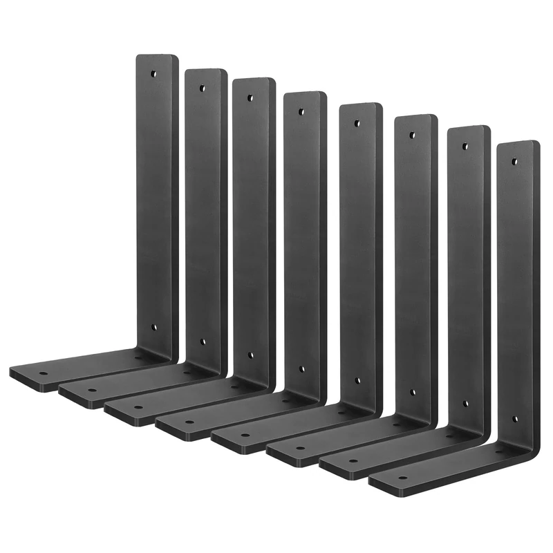 Heavy Duty Shelf Brackets 6 Inch (8 Pack), Rustic L Floating Shelf Brackets, Wall Shelf Bracket for DIY Decorative with Mounting Hardware