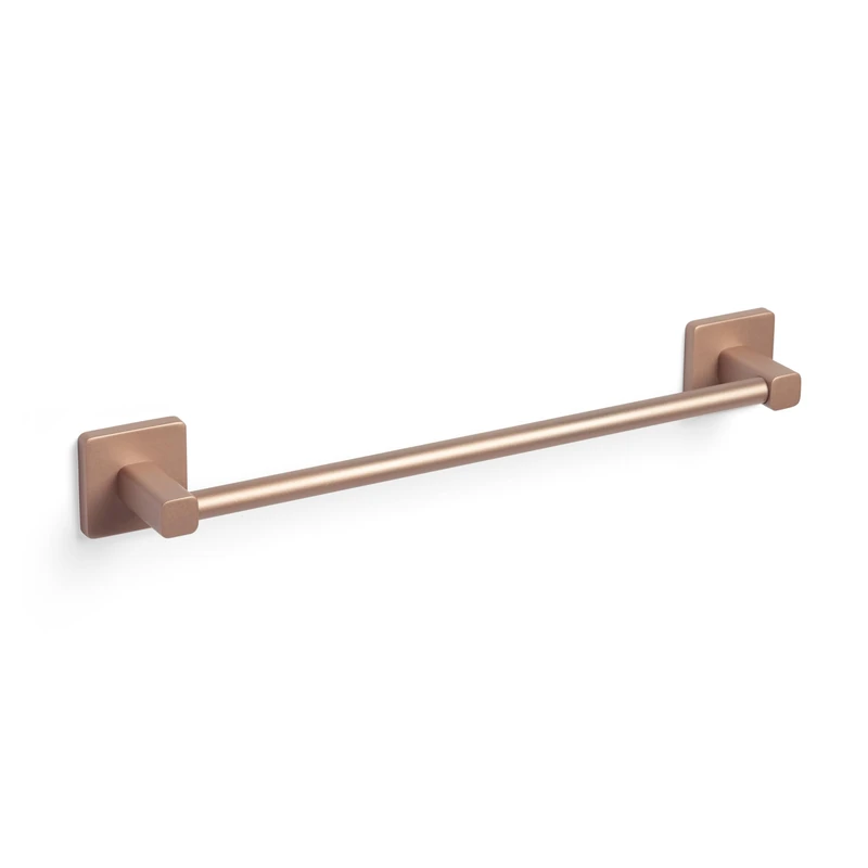 Tatay Towel Bar Medium Towel Bar 45cm, from the Kalo Collection, in Chrome Golden Rose Zamak, with square linen supports, and 3M Fixing System, comfortable and without drilling (6320500) - Image 1