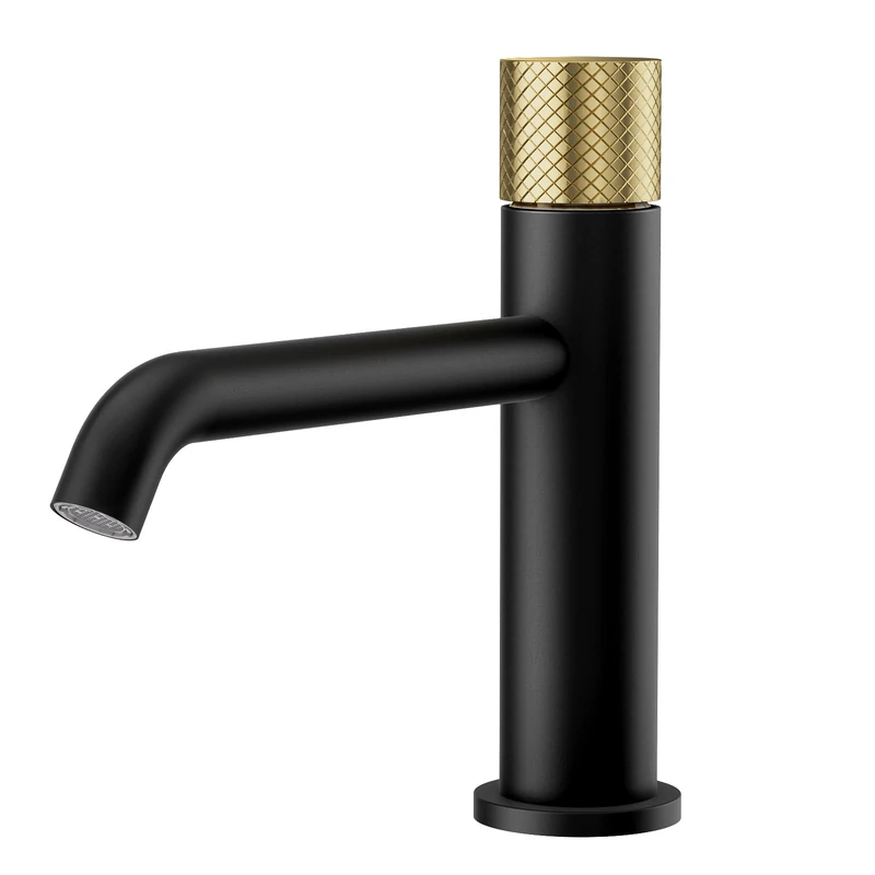 EMKE Black Bathroom Faucet, 181 x 166 x 50 mm, Brass, Ceramic Cartridge, Mixer Tap for Washbasin, Easy Installation