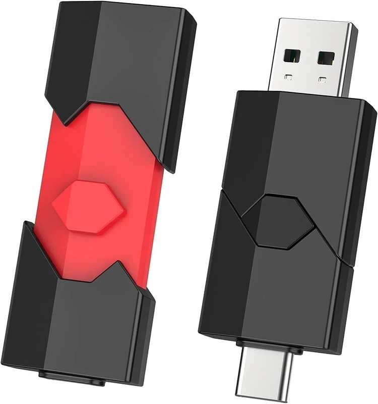 Vansuny 2 Pack 128gb USB C Flash Drive 2 in 1 USB 3.0 Stick Retractable USB Type-C Memory Stick Small USB C and A Thumb Drive for iPhone 15 iPad Pro Android Smartphone Laptop PC