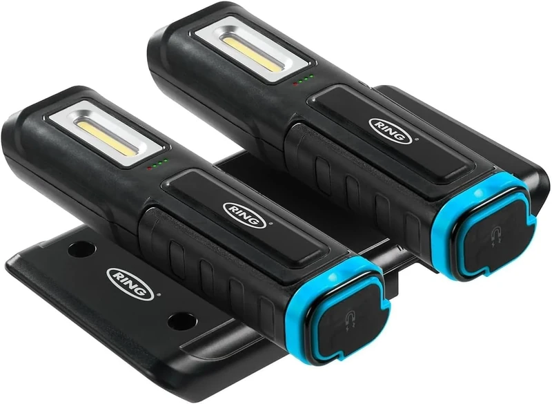 RING 2 x Wire-Free Pro Inspection Lamps & Dual Wire-Free Charging Base Bundle - Durable & Reliable