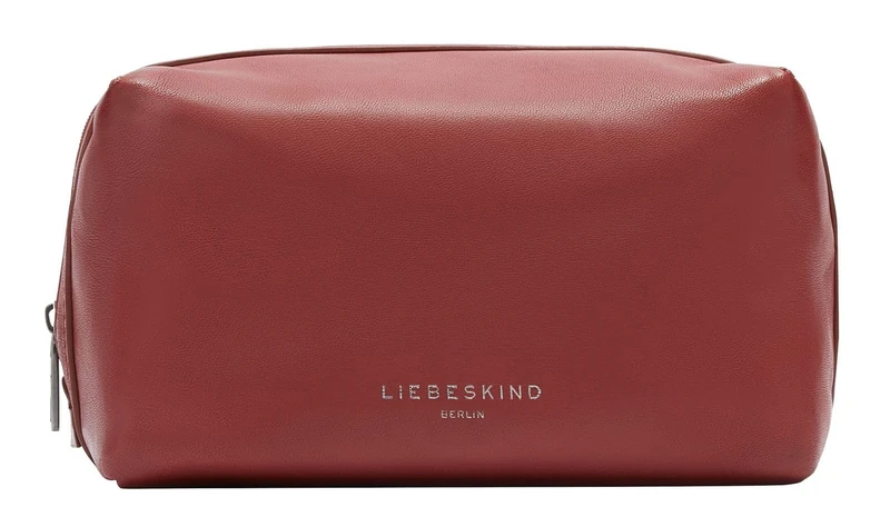 LIEBESKIND Berlin Leather Toiletry Bag Makeup Bag Pouch Cosmetic Bag True Red