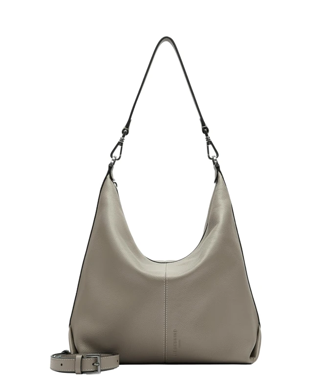 Liebeskind Berlin Paris M Women's Shoulder Bag, Leather Hobo Bag with Shoulder and Crossbody Strap, Shoulder Bag, Main Compartment with Zip, 2 Inner Compartments, Shoulder Bag, Neutral grey, M